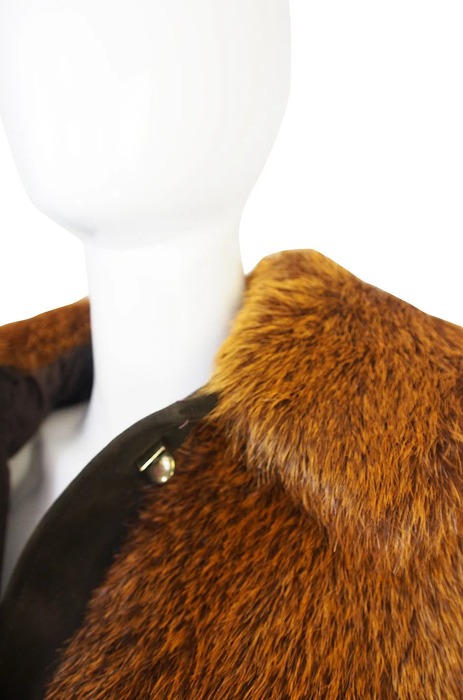 1970s Dyed Beaver Fur & Suede Turn Key Jacket