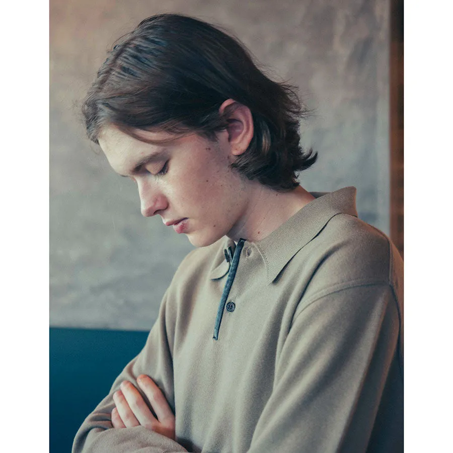 【A.PRESSE/アプレッセ】<br>Cashmere Knit L/S Polo Shirt <br>23SAP-03-08H