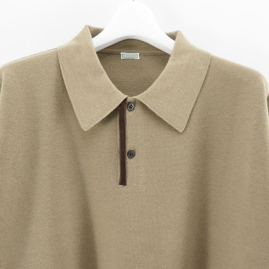 【A.PRESSE/アプレッセ】<br>Cashmere Knit L/S Polo Shirt <br>23SAP-03-08H