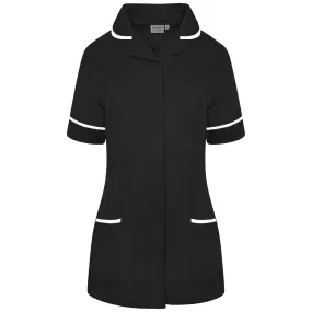 Black/White Contrast Ladies Tunic with Round Collar - NCLTPS