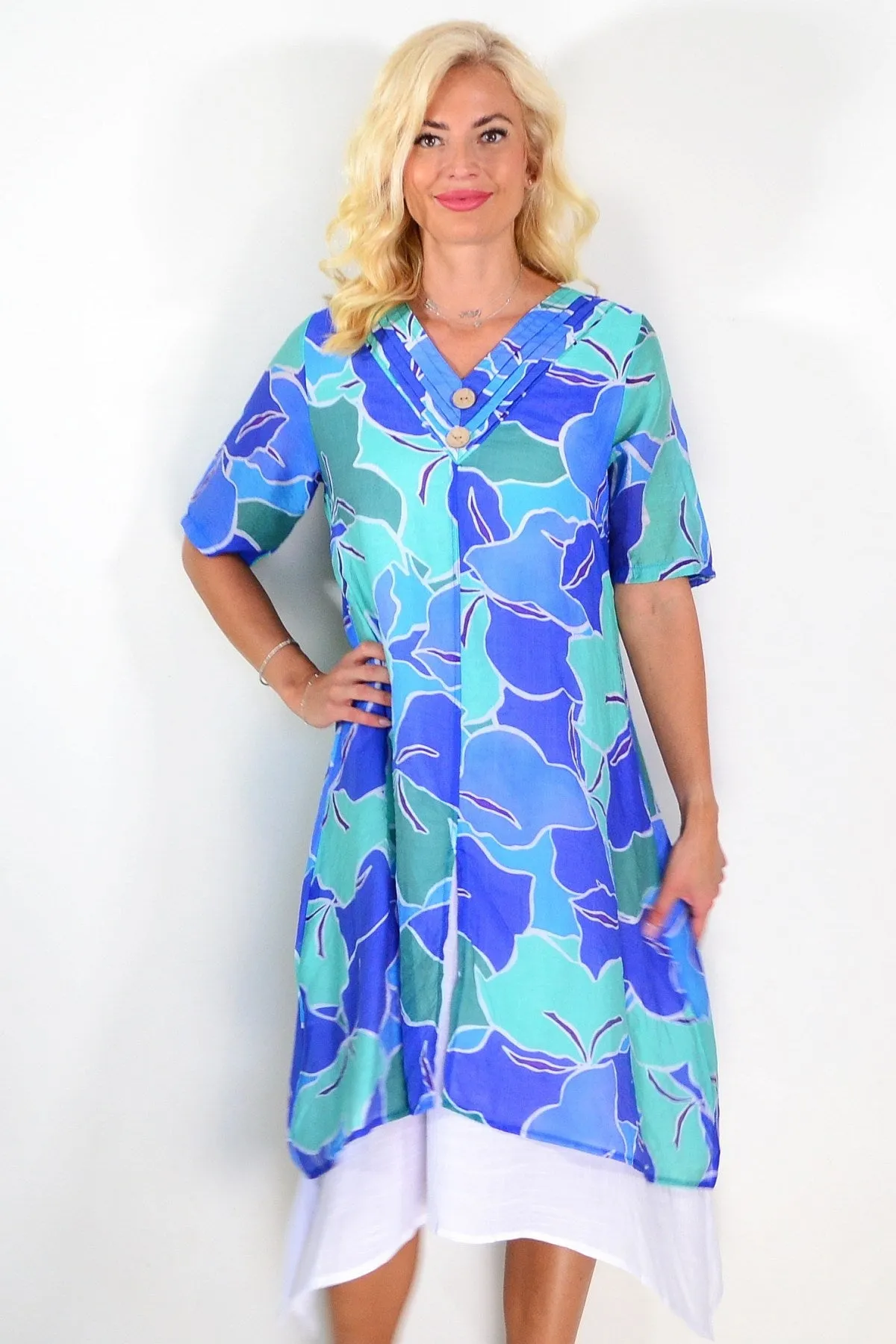 Blue Green Summer Tunic Dress