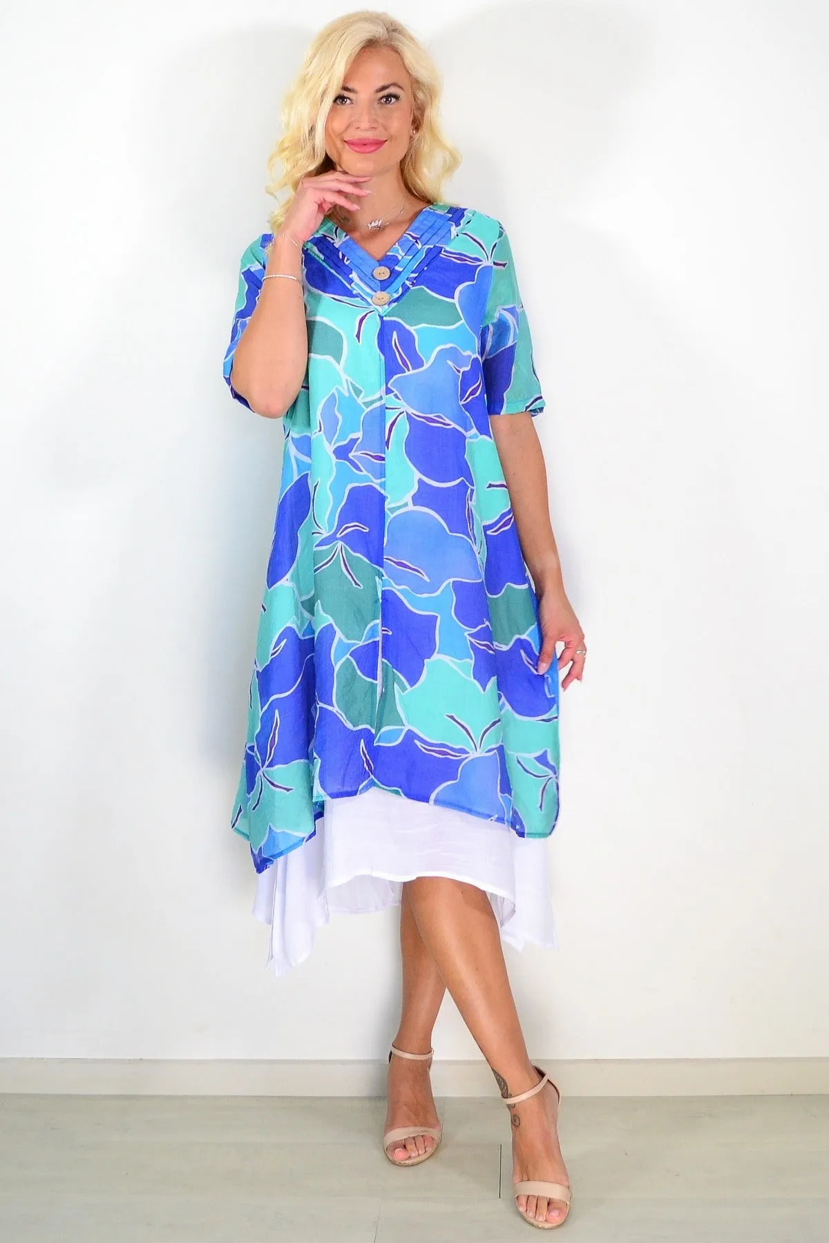 Blue Green Summer Tunic Dress
