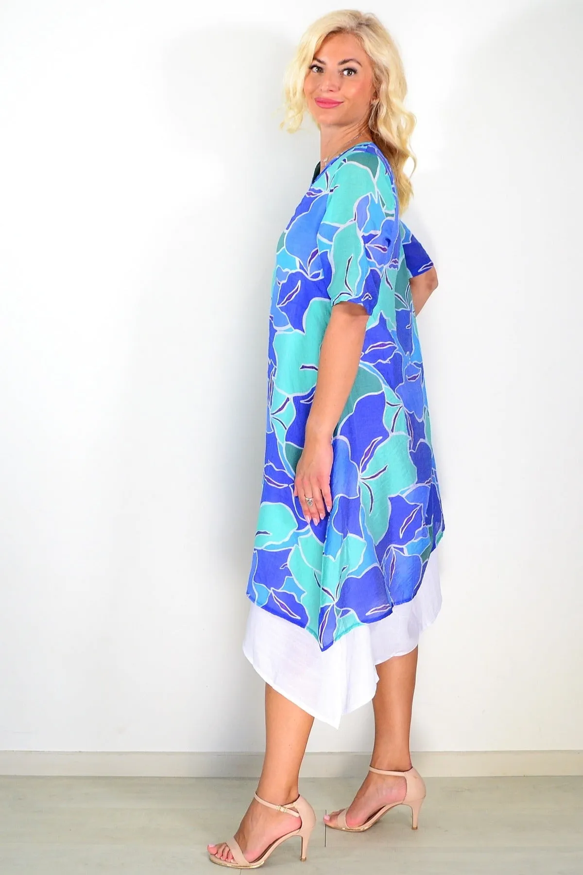 Blue Green Summer Tunic Dress