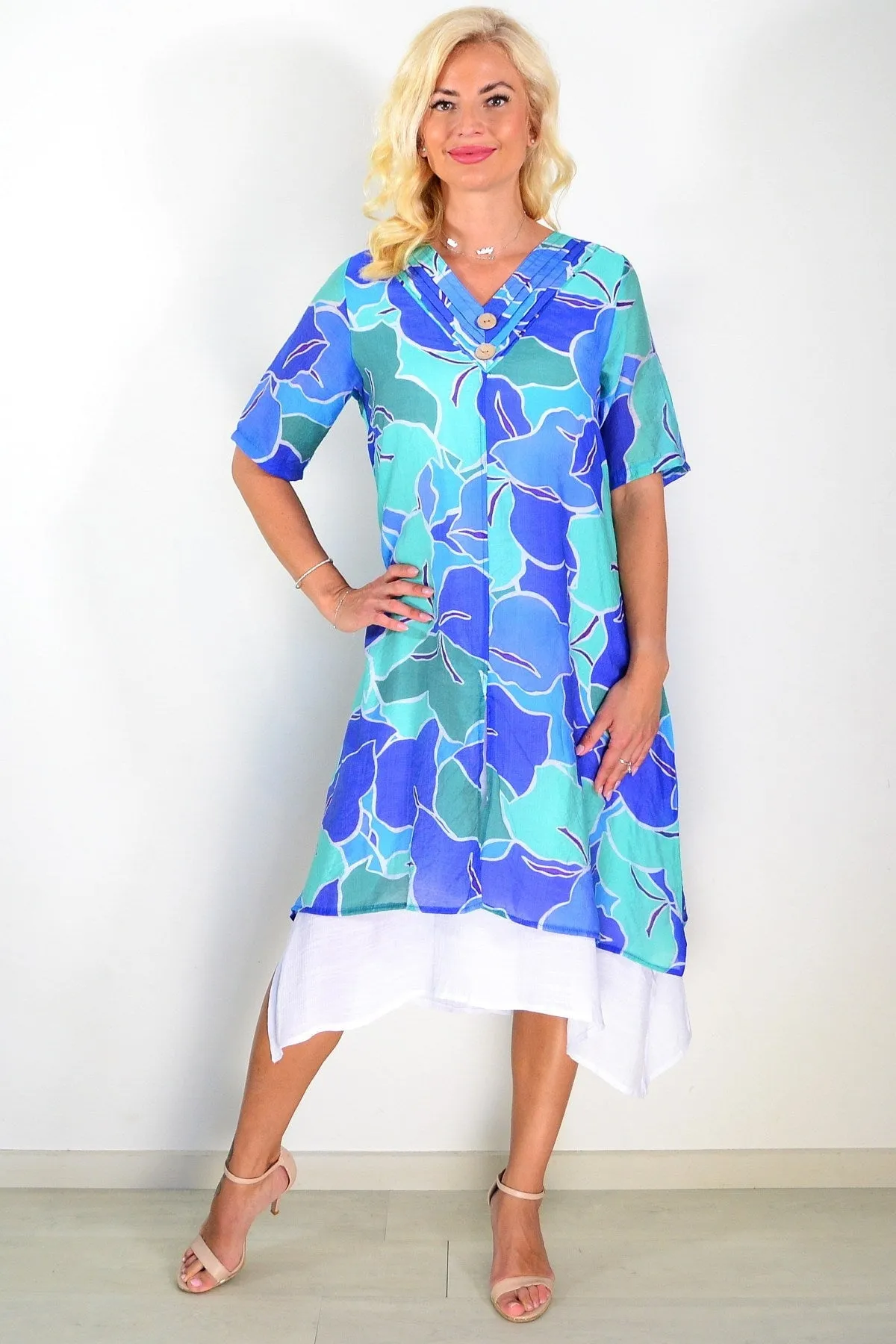 Blue Green Summer Tunic Dress