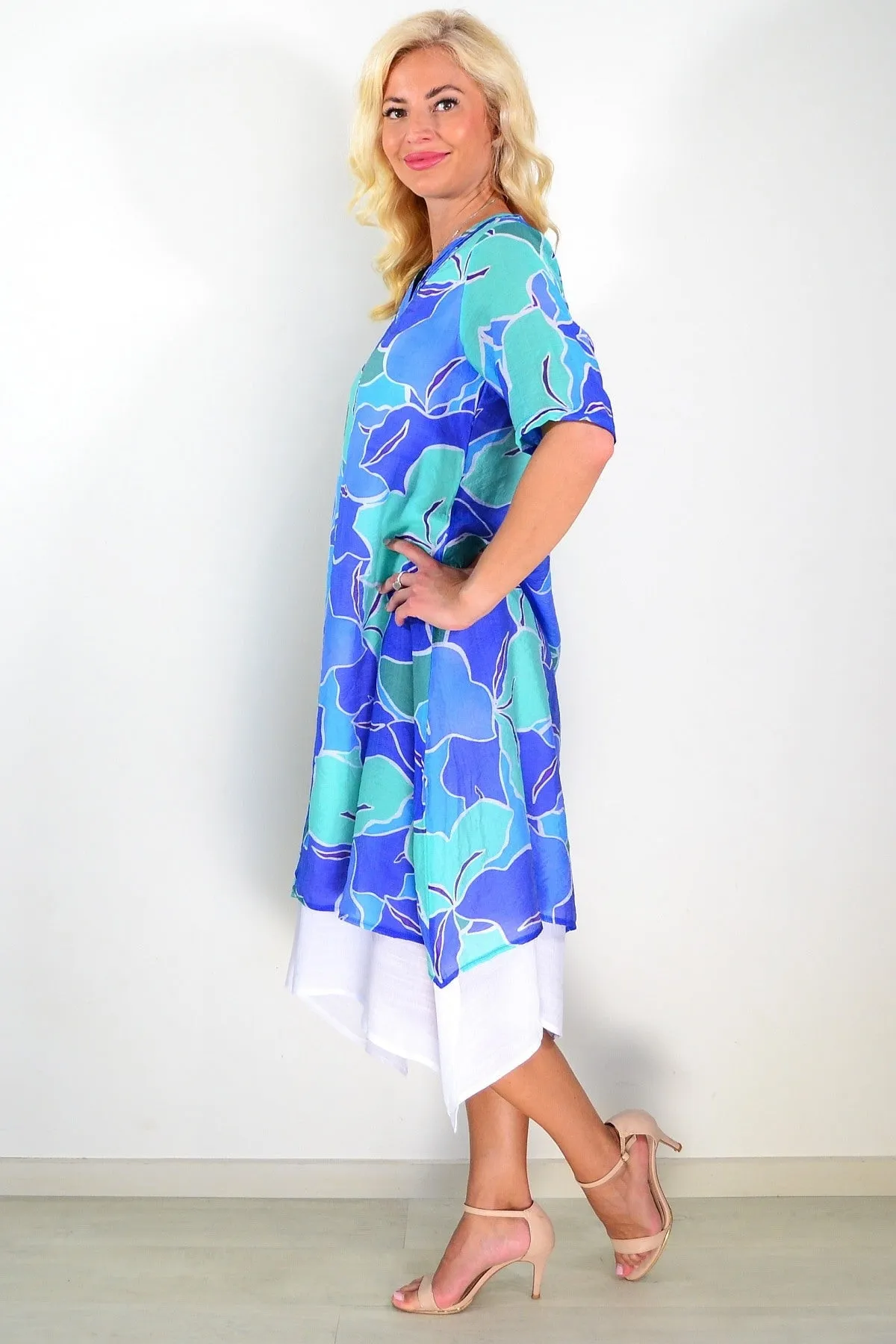 Blue Green Summer Tunic Dress