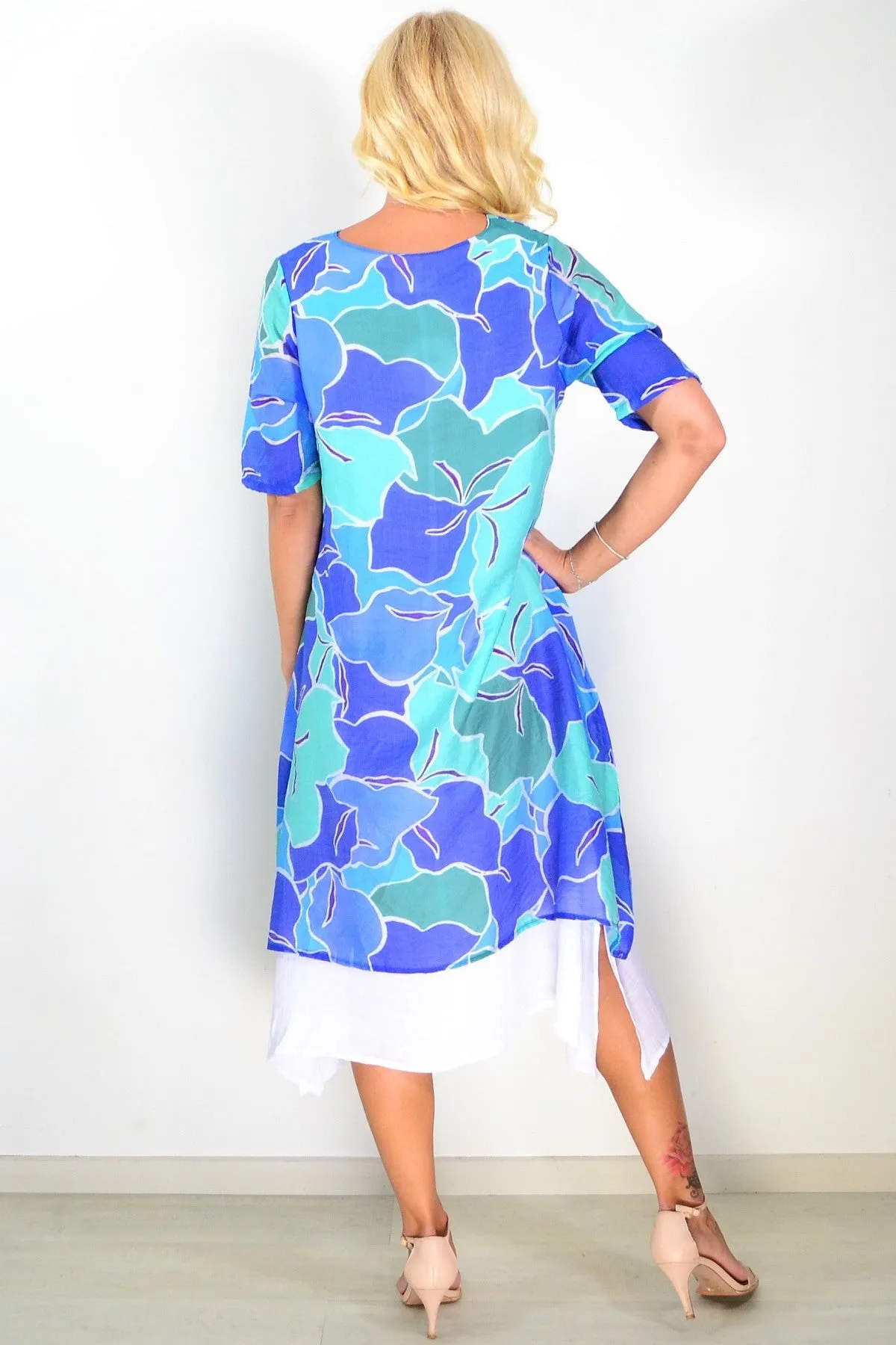 Blue Green Summer Tunic Dress