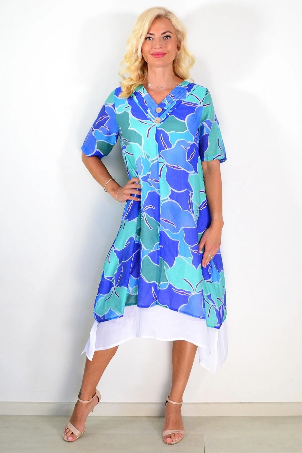 Blue Green Summer Tunic Dress