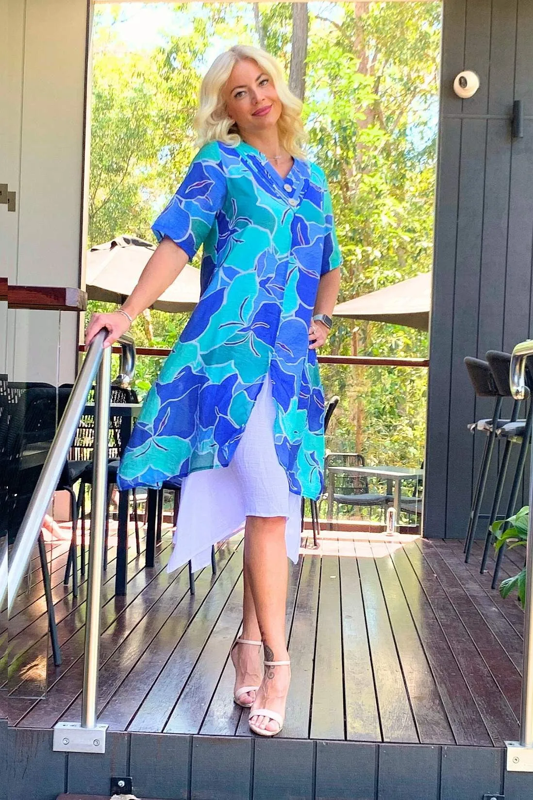 Blue Green Summer Tunic Dress
