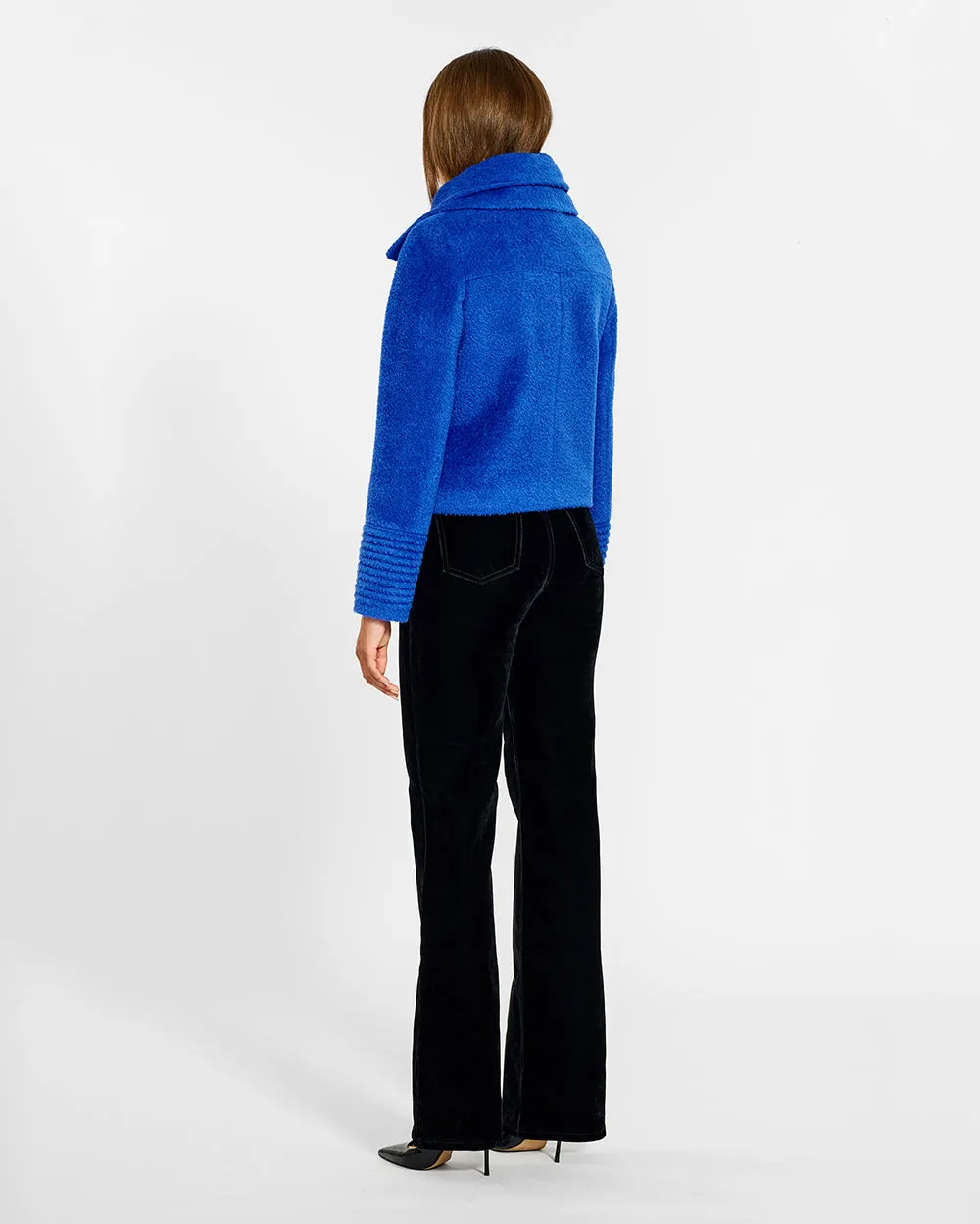 Bouclé Alpaca Moto Jacket with Signature Double Collar