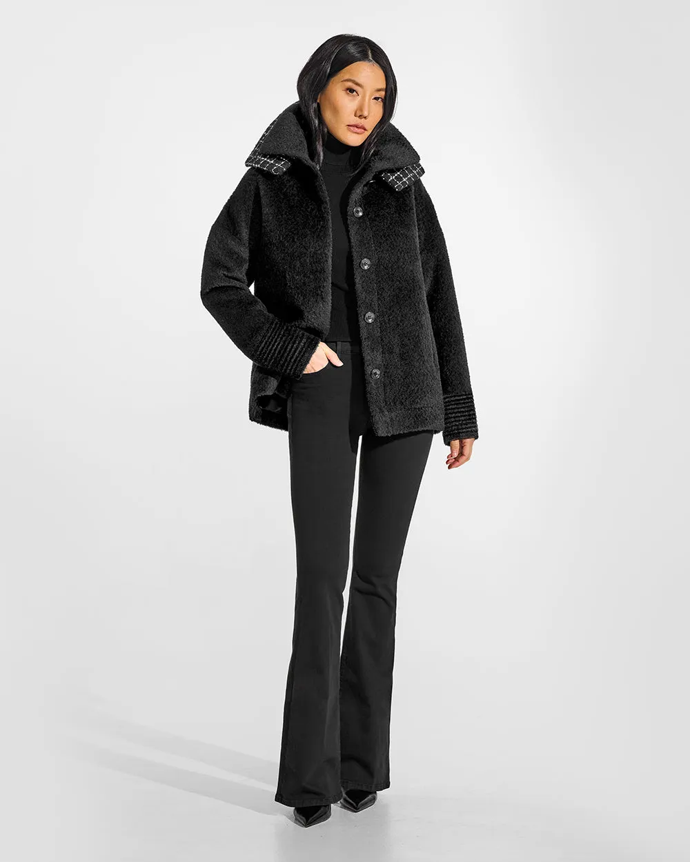 Bouclé Alpaca Signature Double Collar Bomber