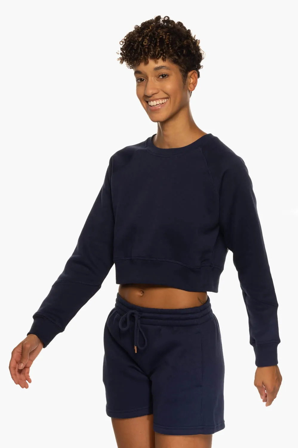 Brynn Cropped Fleece Crewneck - Shadow