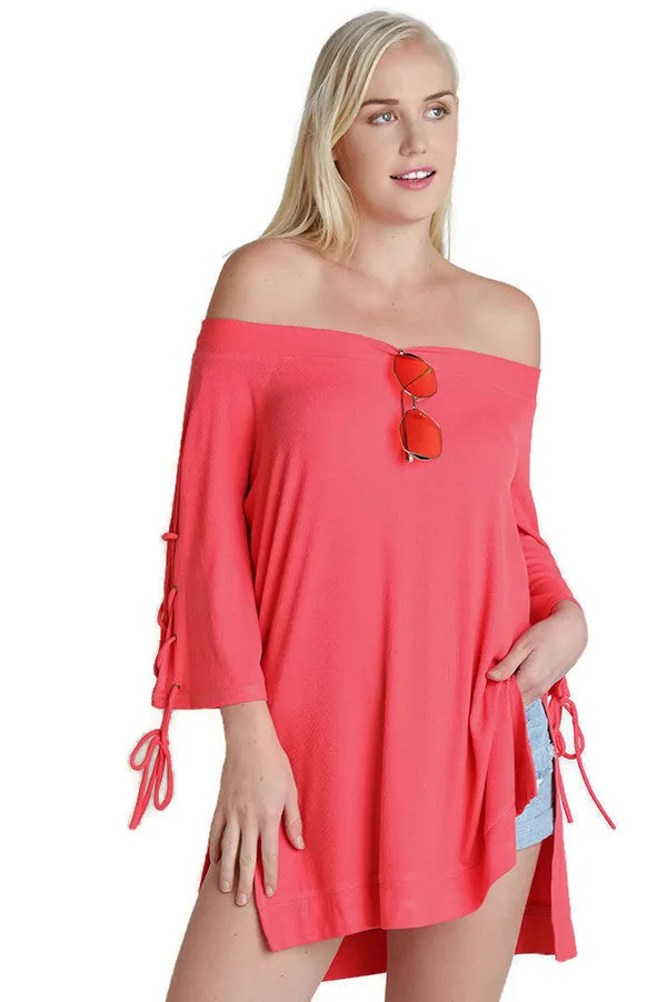 Casual Cutie Lace Up Top, Strawberry