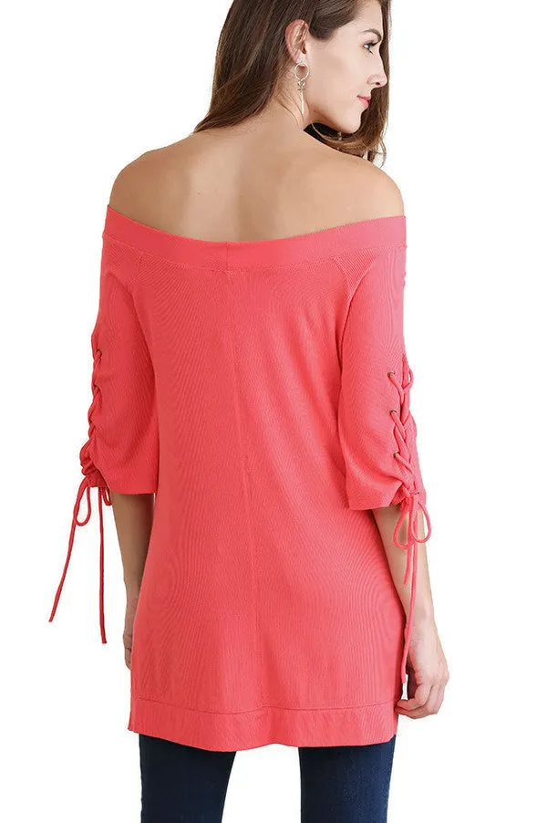 Casual Cutie Lace Up Top, Strawberry