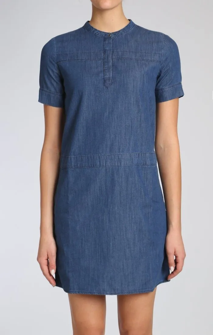 COLLARLESS DENIM DRESS