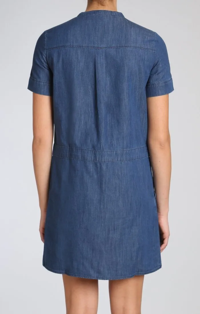 COLLARLESS DENIM DRESS