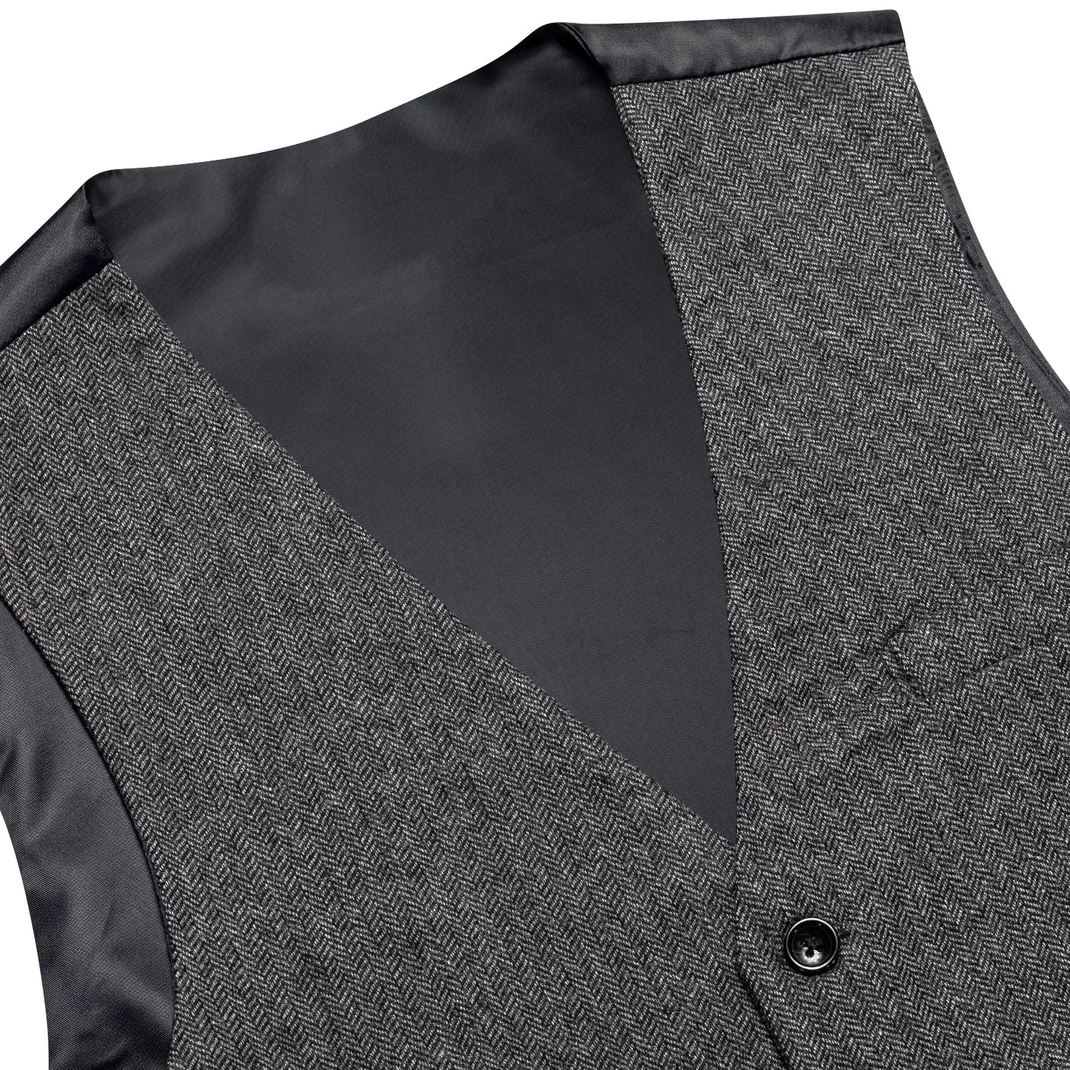 Dark Grey Solid Wool Splicing Jacquard Men's Vest