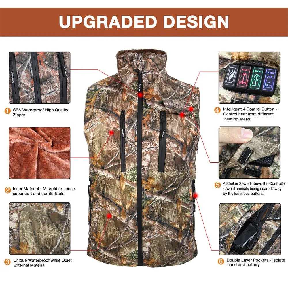 DUKUSEEK Heated Hunting Vest with Battery Pack Size Adjustable for Hunting Hiking Outdoors