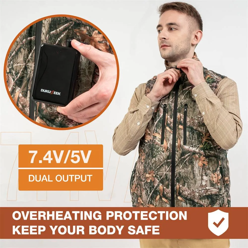 DUKUSEEK Heated Hunting Vest with Battery Pack Size Adjustable for Hunting Hiking Outdoors