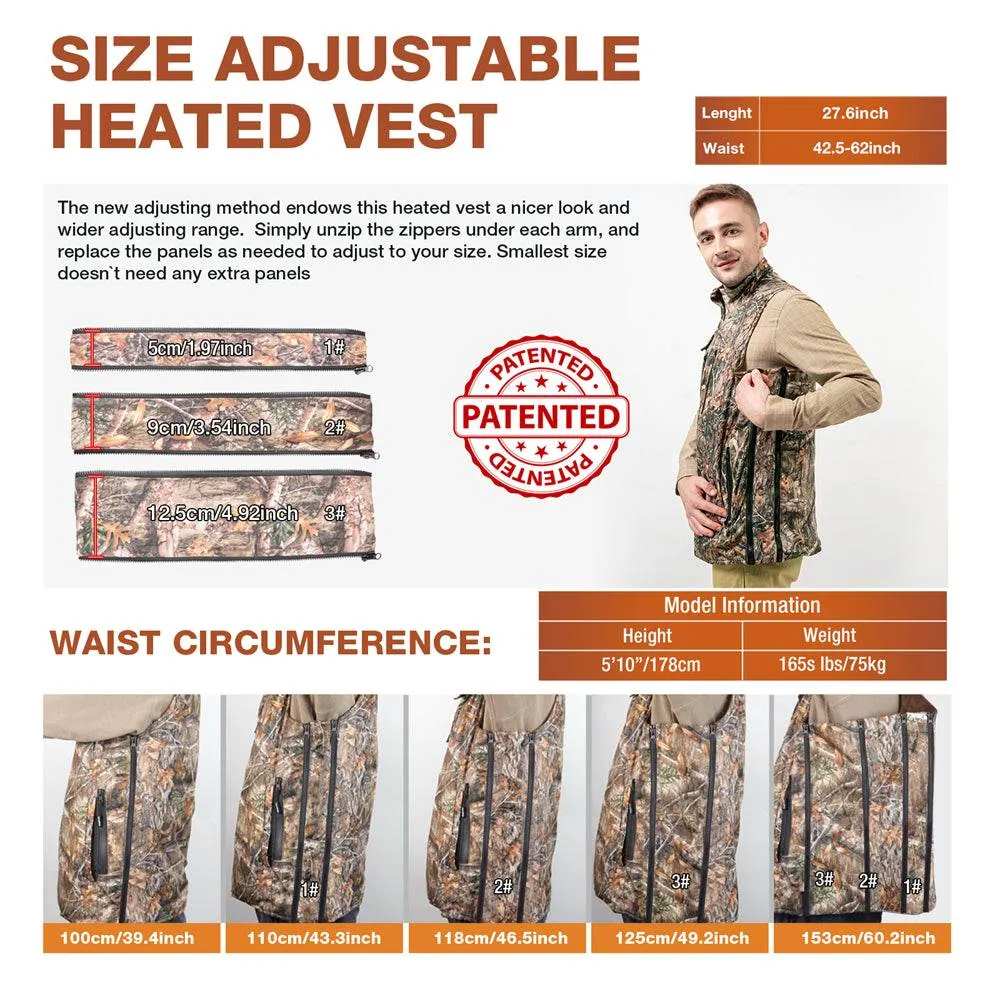 DUKUSEEK Heated Hunting Vest with Battery Pack Size Adjustable for Hunting Hiking Outdoors