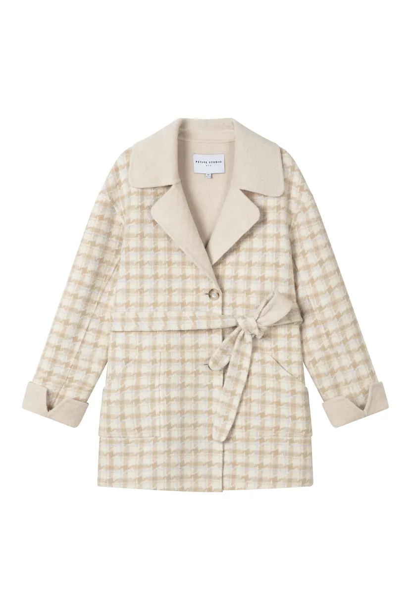 Edie Reversible Wool Coat - Plaid & Ivory