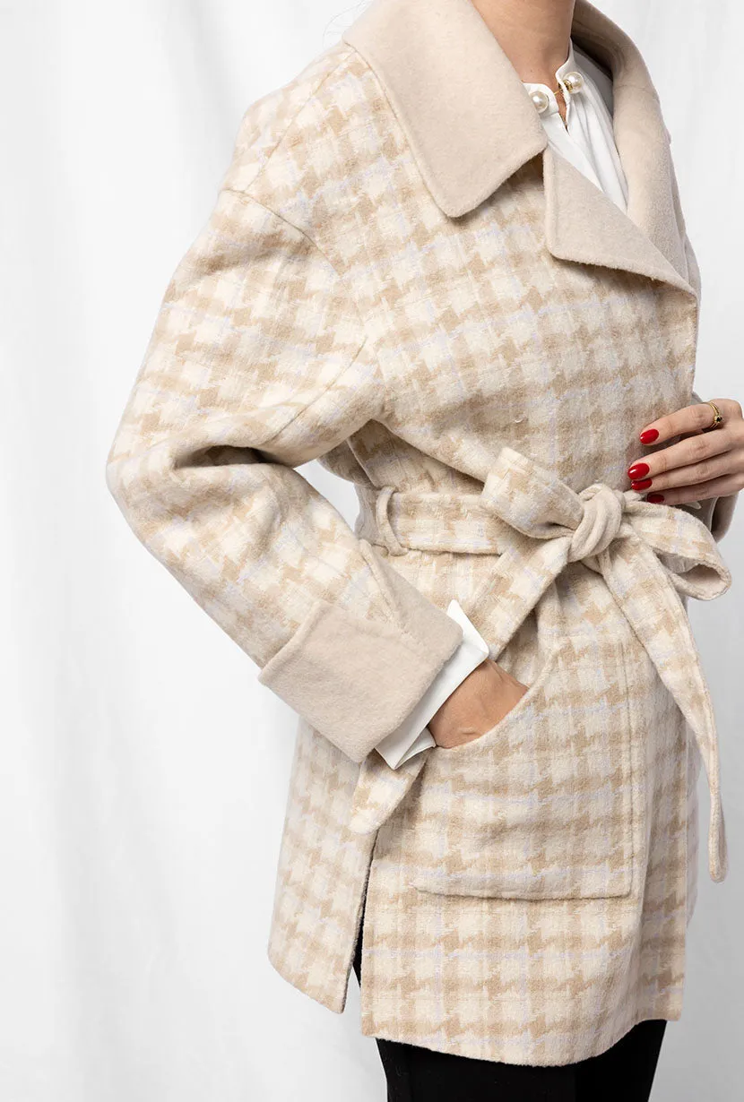 Edie Reversible Wool Coat - Plaid & Ivory