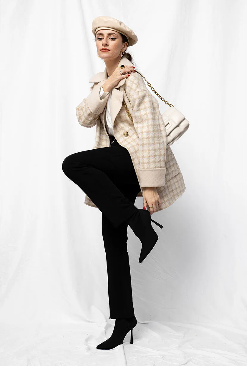 Edie Reversible Wool Coat - Plaid & Ivory