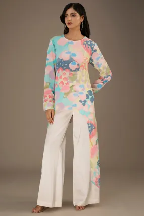 Euphoria Printed Crepe Tunic With Side Tail