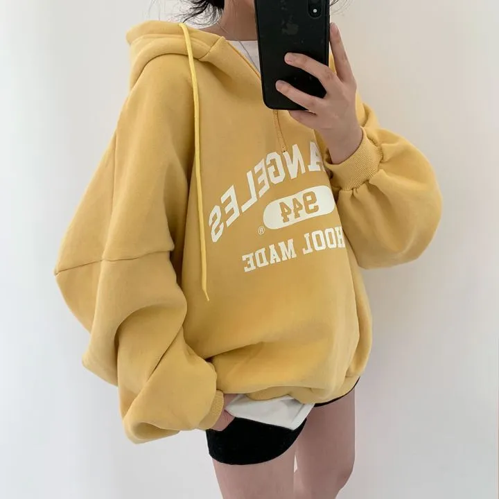 Fashionkova college outfits Zipper Sweater Women's Hooded Autumn New Women's Loose Autumn and Winter Thickened Fleece Jacket plus Size Top