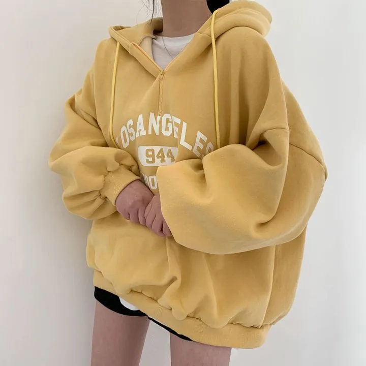 Fashionkova college outfits Zipper Sweater Women's Hooded Autumn New Women's Loose Autumn and Winter Thickened Fleece Jacket plus Size Top