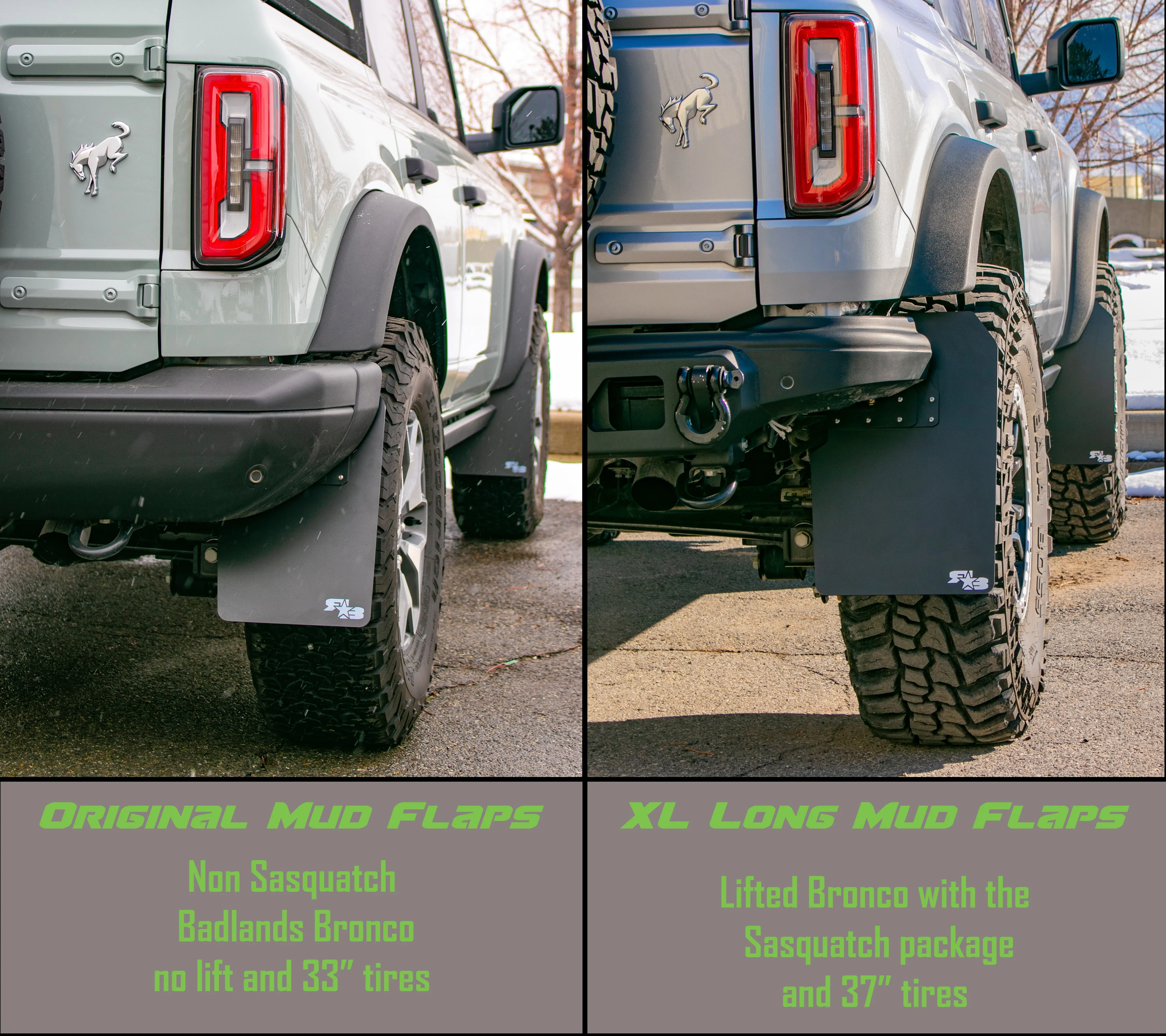 Ford Bronco 2021  Quick Release Mud Flaps - XL SIZE