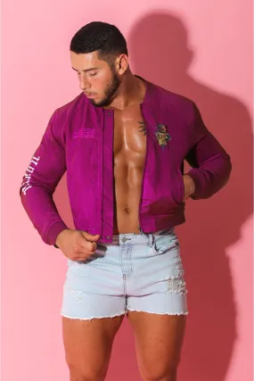 Get Him Back Suede Cropped Zip Jacket - Magenta