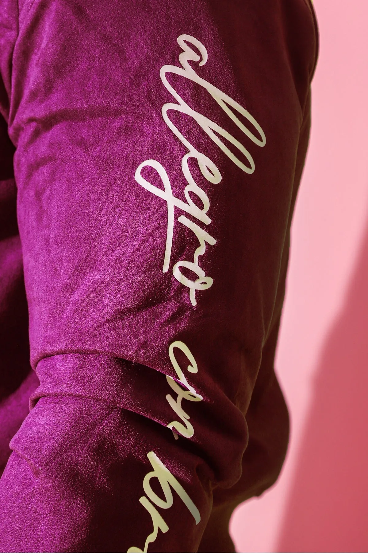 Get Him Back Suede Cropped Zip Jacket - Magenta