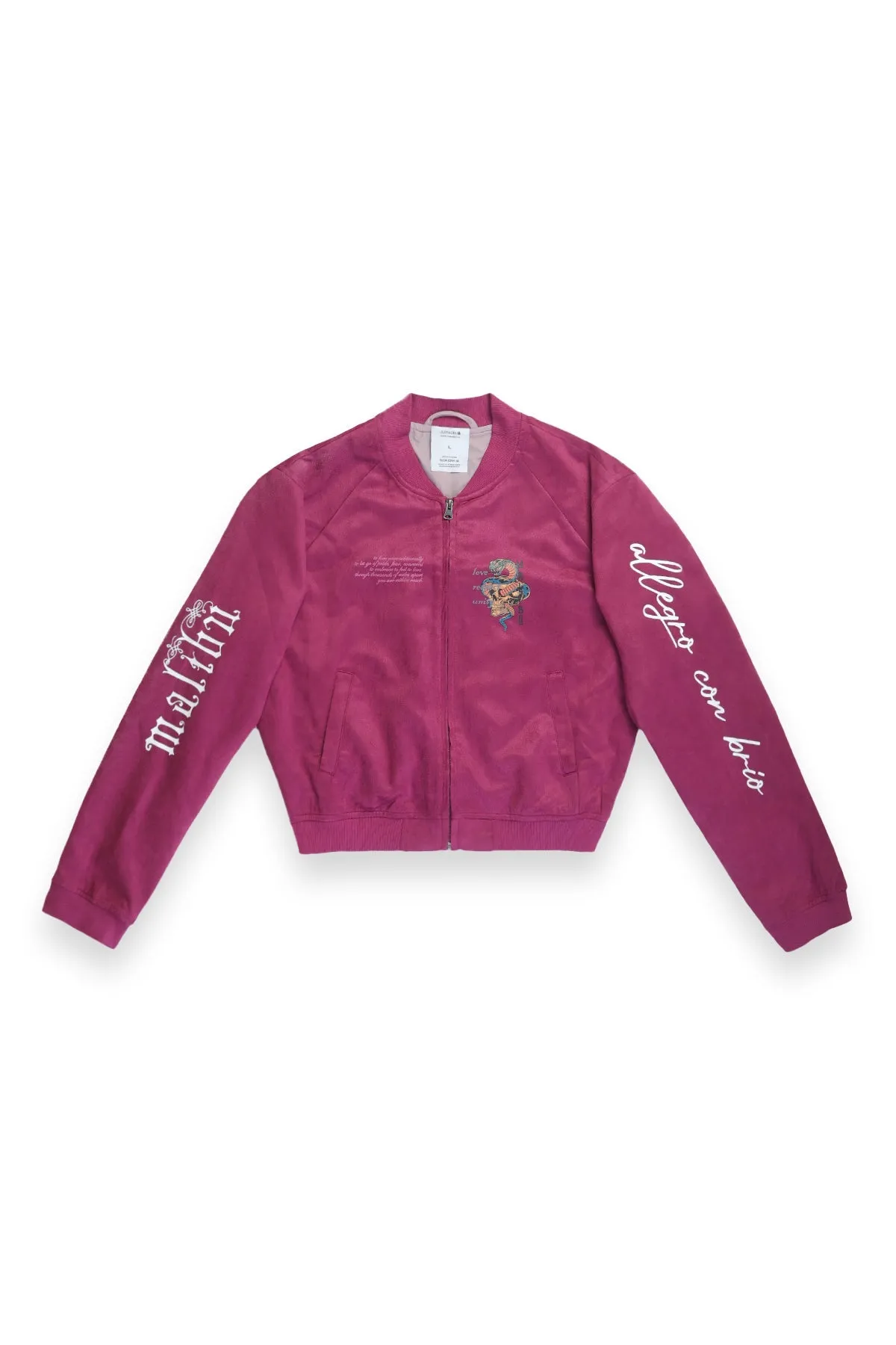 Get Him Back Suede Cropped Zip Jacket - Magenta