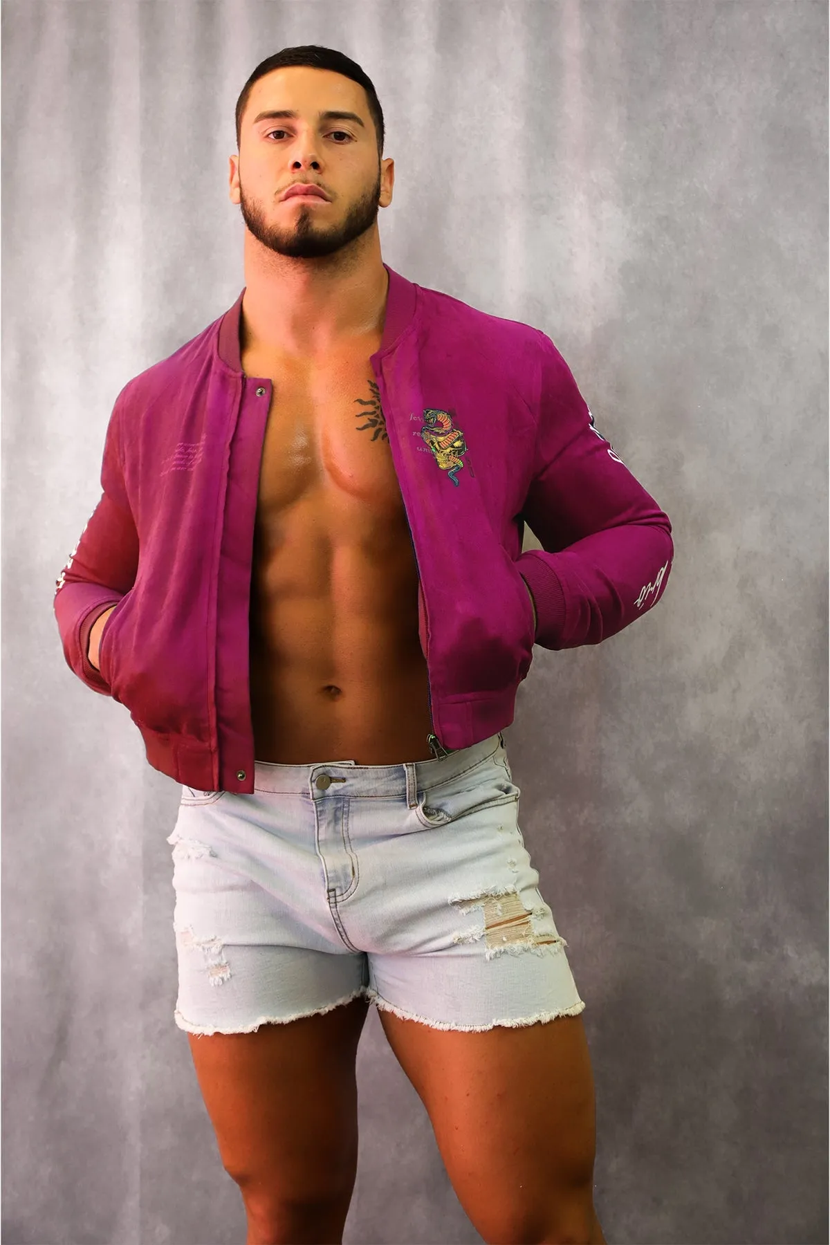 Get Him Back Suede Cropped Zip Jacket - Magenta