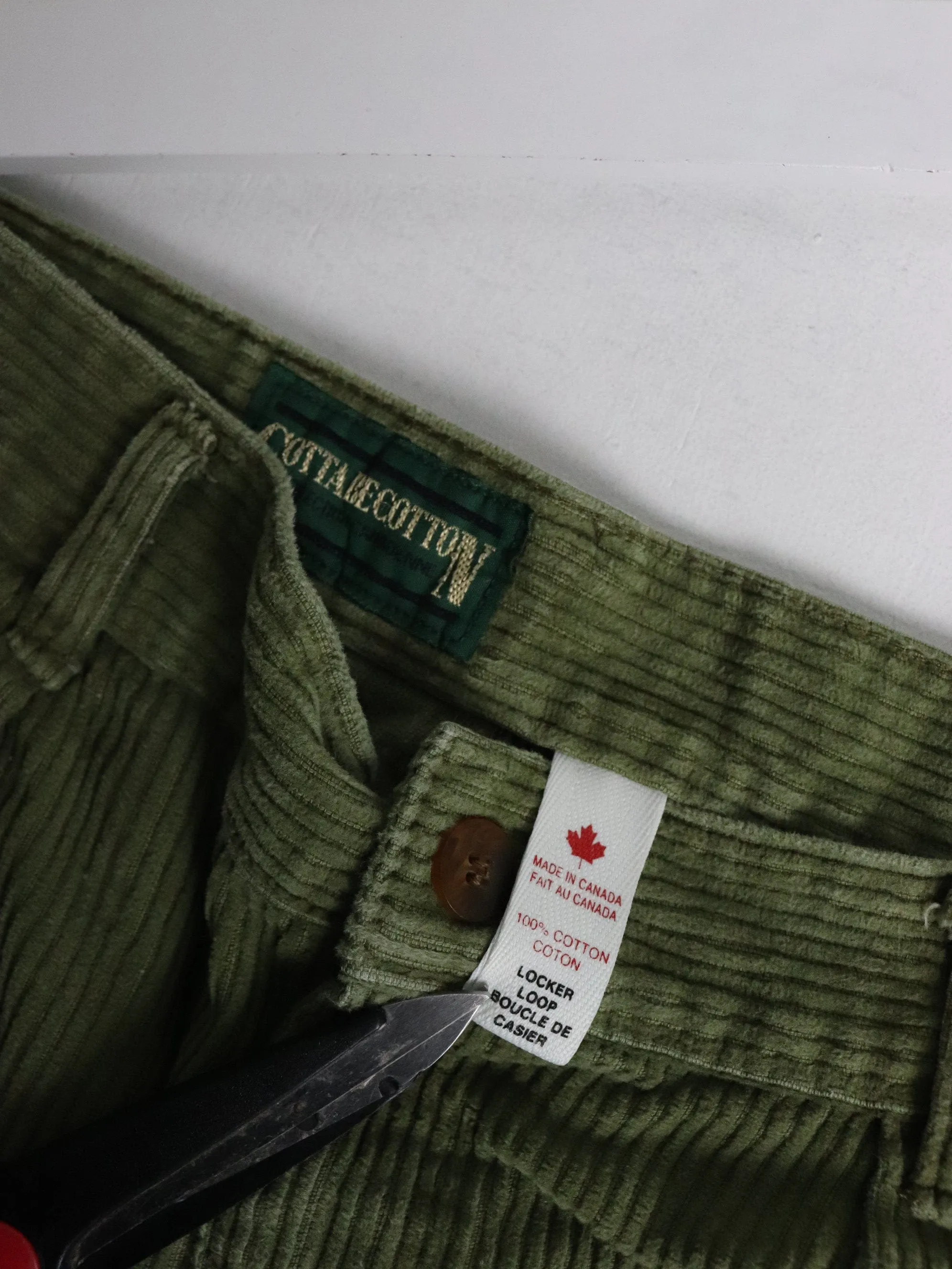 Gotta Be Cotton Pants Mens 34 x 32 Green Corduroy