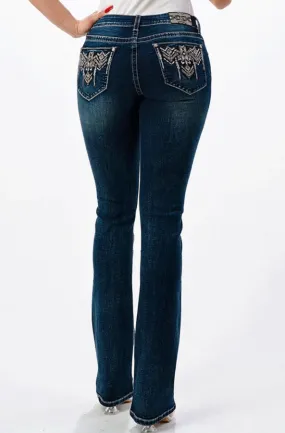 Grace in LA Aztec Stich Embroidered Bootcut Jeans Grace in LA Aztec Stich Embroidered Bootcut Jeans