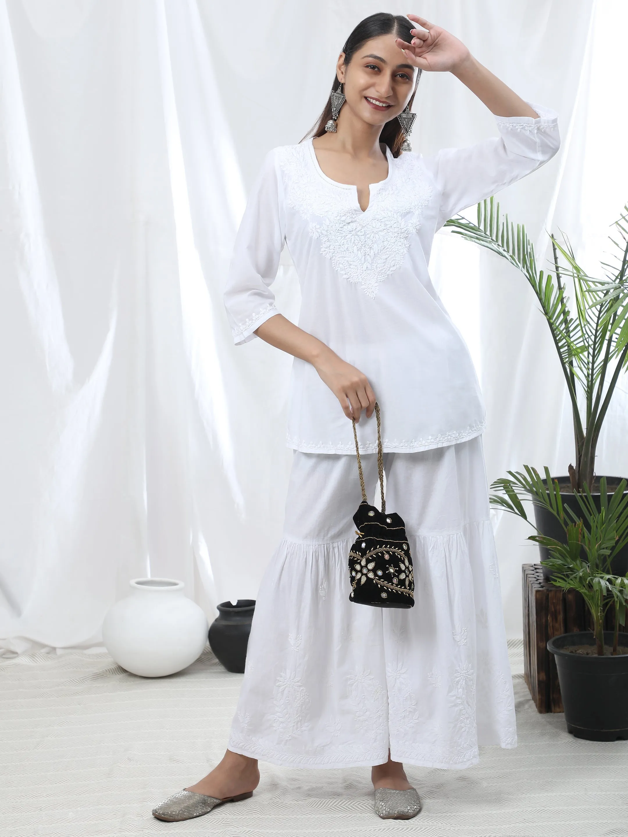 Gurleen Gambhir - Hand embroidery Chikankari tunic-White