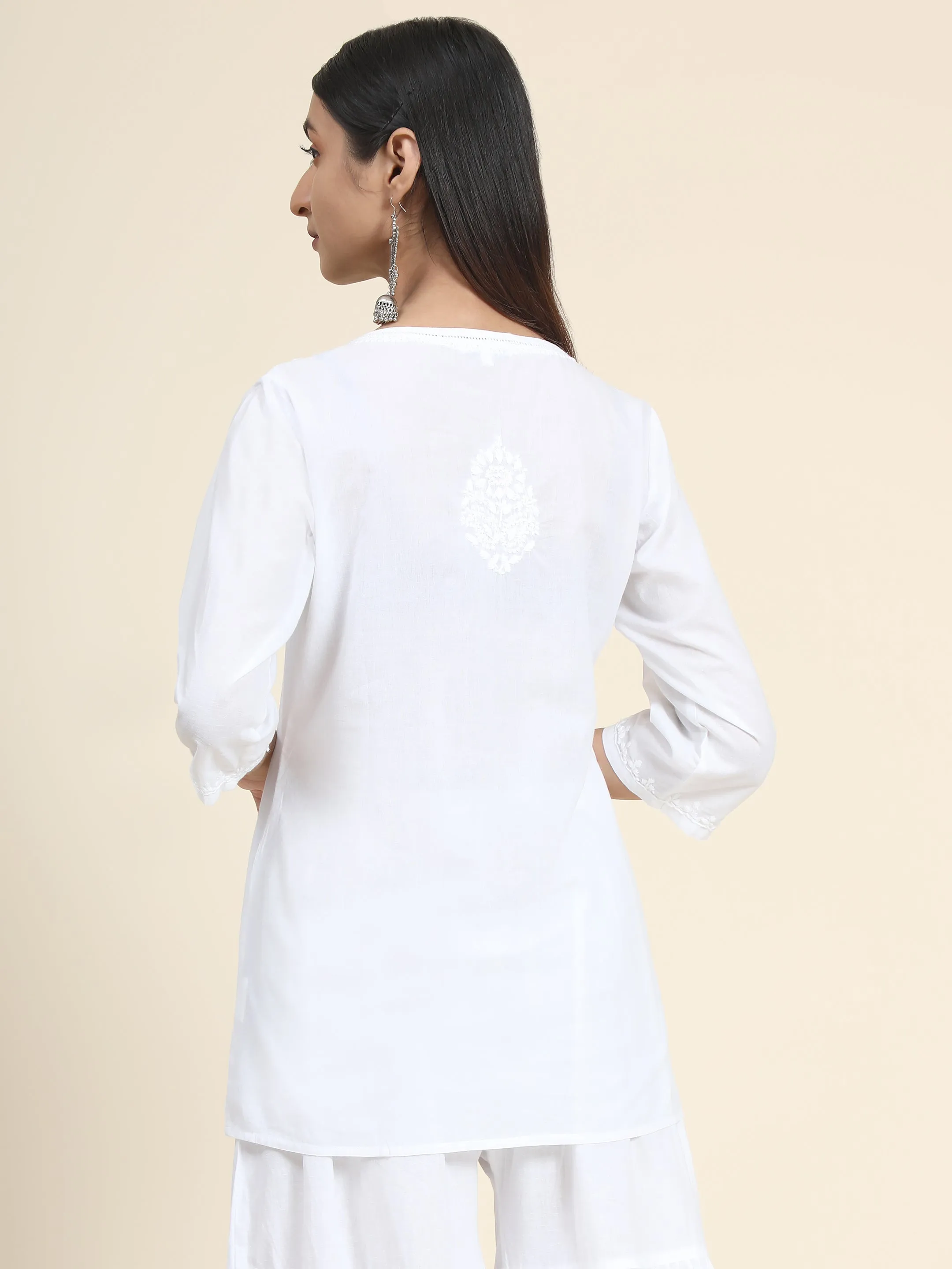 Gurleen Gambhir - Hand embroidery Chikankari tunic-White
