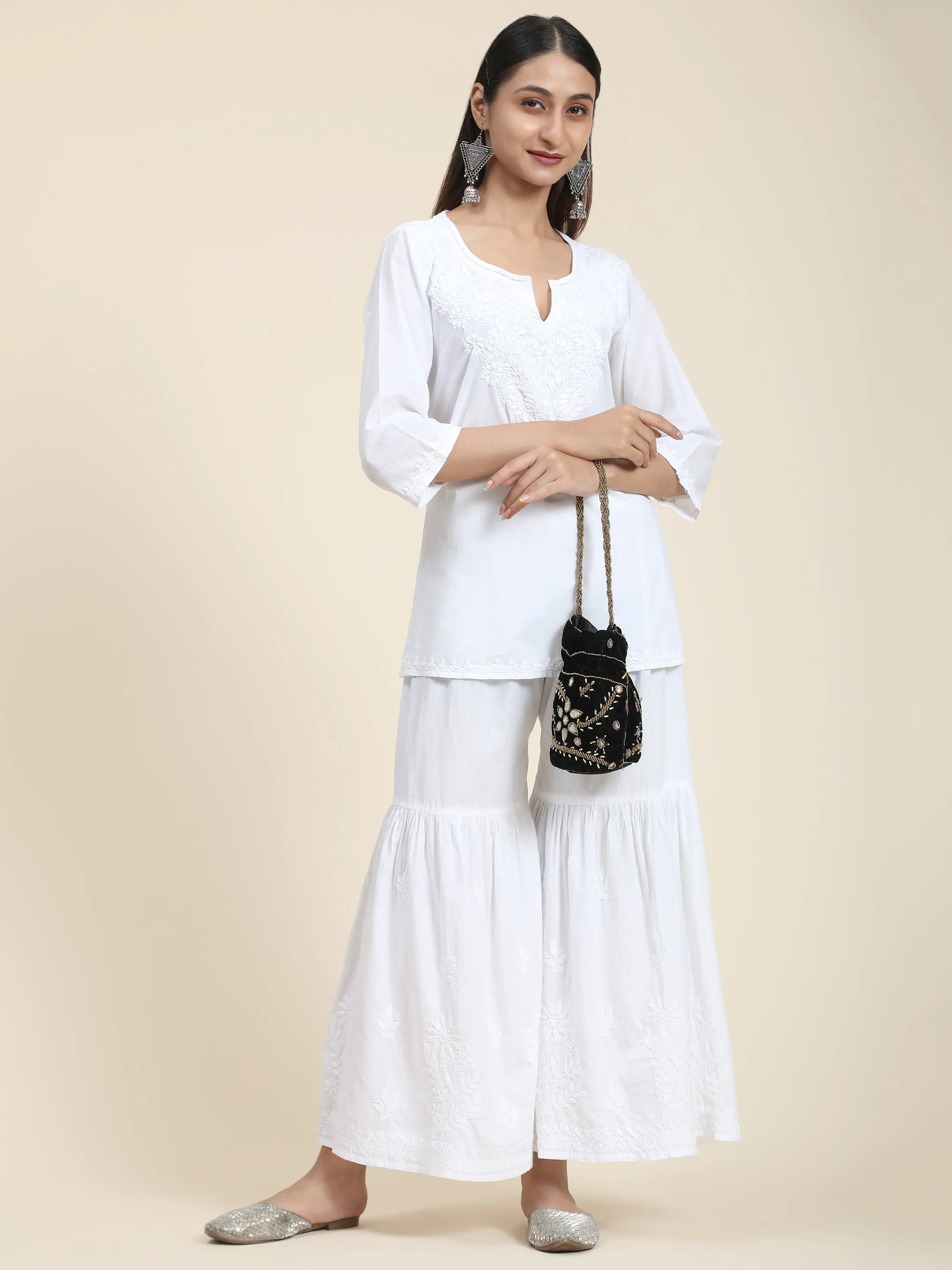 Gurleen Gambhir - Hand embroidery Chikankari tunic-White