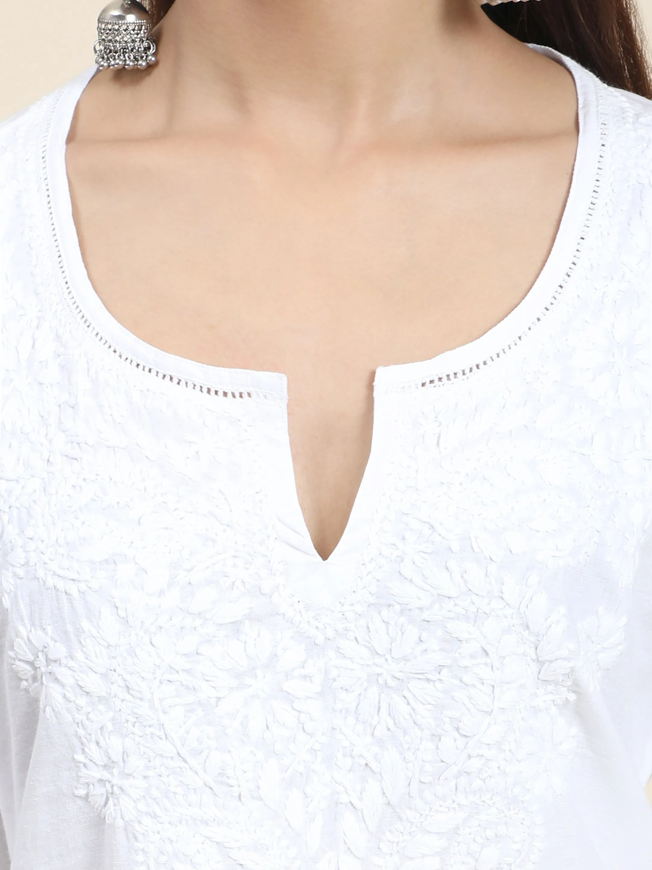 Gurleen Gambhir - Hand embroidery Chikankari tunic-White