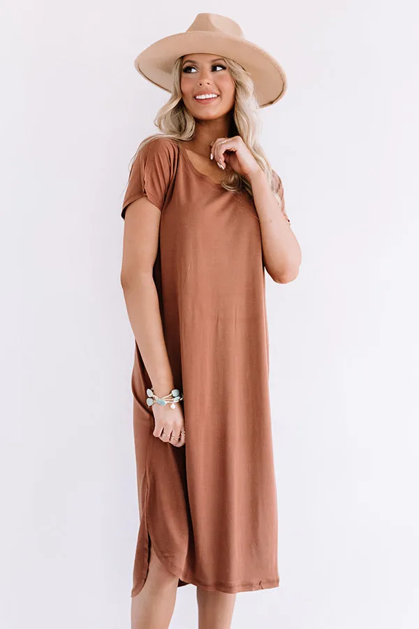 Huntington Beach Happy Hour Midi In Brown