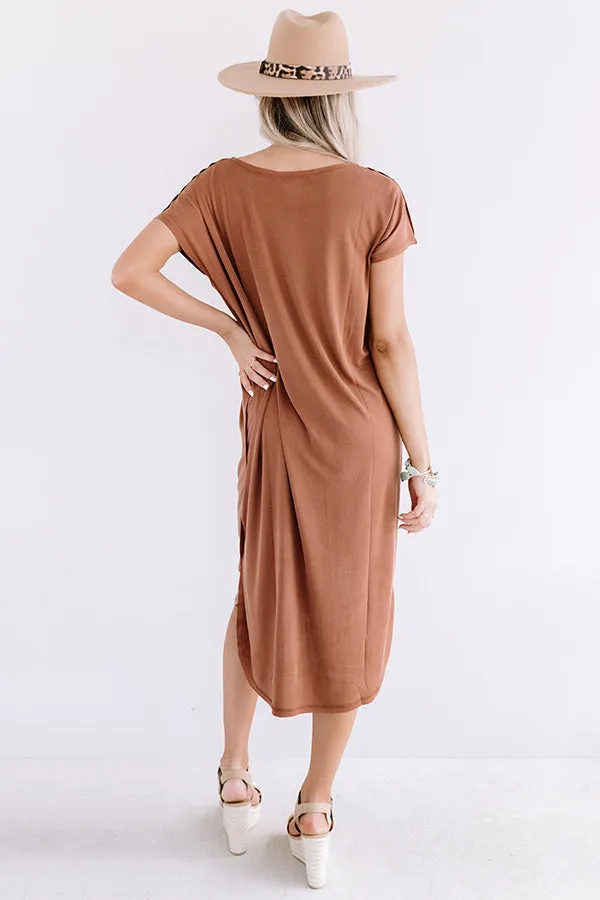 Huntington Beach Happy Hour Midi In Brown