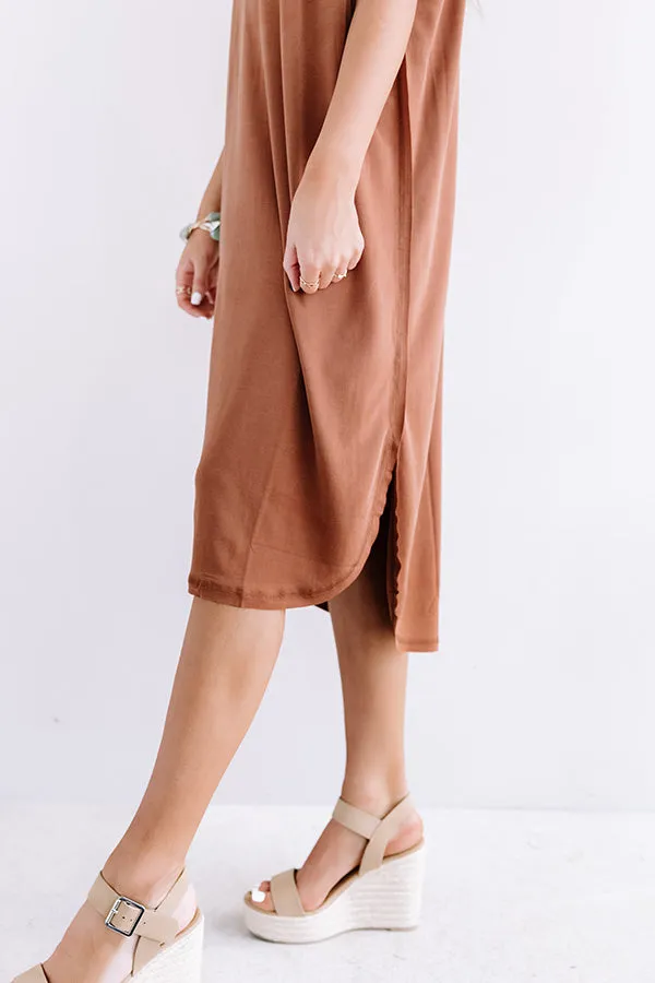 Huntington Beach Happy Hour Midi In Brown