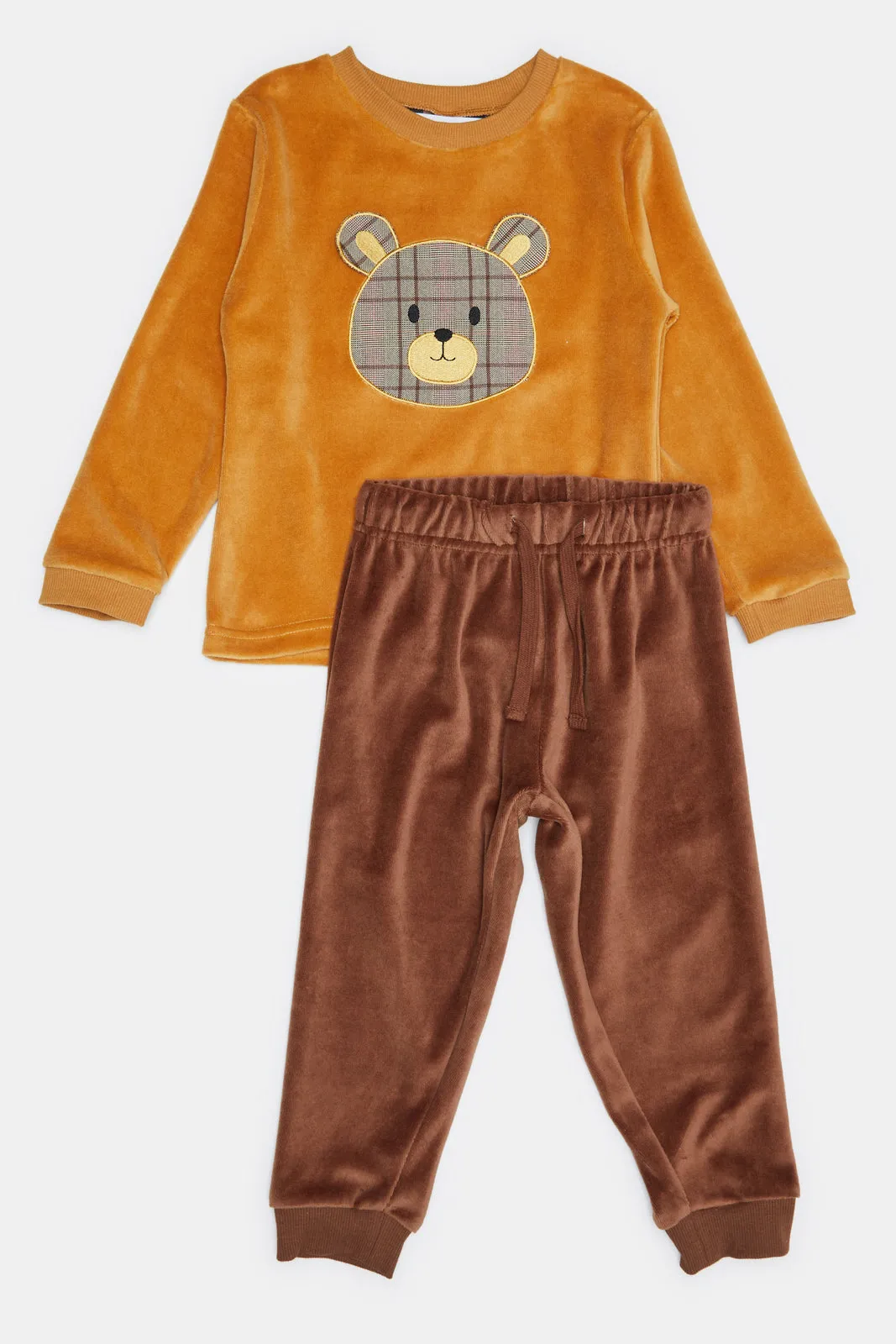 Infant Boys Mustard And Brown Embellished Pyjama (2 Piece)