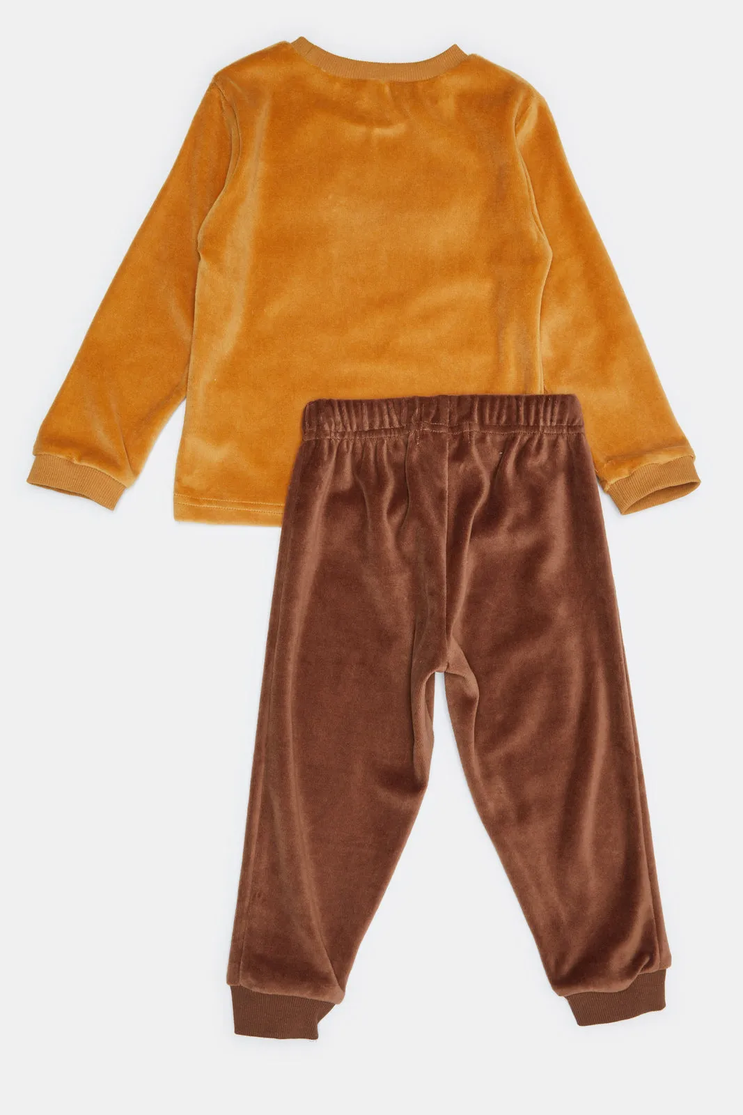 Infant Boys Mustard And Brown Embellished Pyjama (2 Piece)