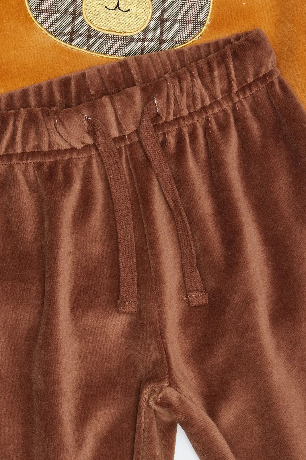 Infant Boys Mustard And Brown Embellished Pyjama (2 Piece)