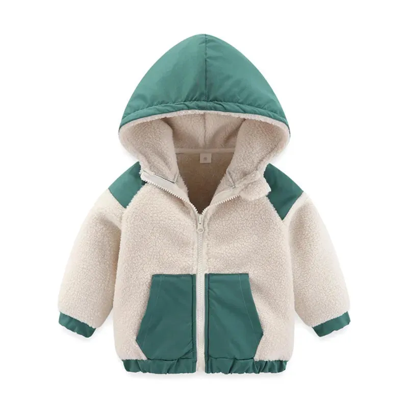 Jumping Meters 2-7T Winter Hood Baby Cartoon Zipper Boys Girls Jackets Coats Fahion Children's Outwear Fleece Coats Kids Clothes
