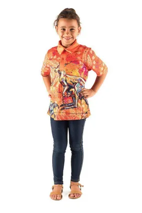 Kangaroo & Goanna Dreaming Kids Polo Shirt