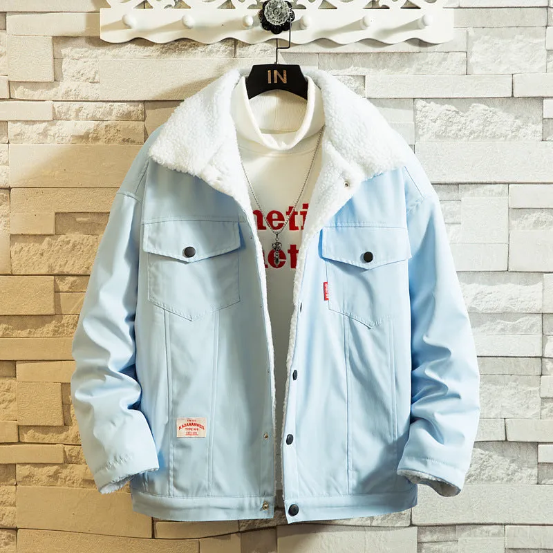 Korean Version Of Lamb Wool Plus Fleece Student Jacket Men's