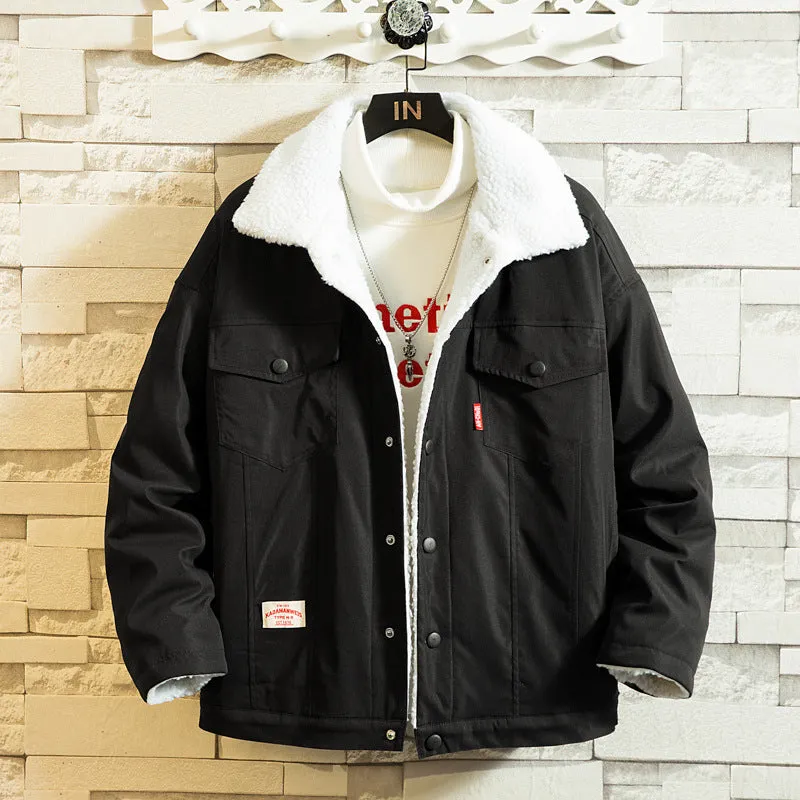 Korean Version Of Lamb Wool Plus Fleece Student Jacket Men's
